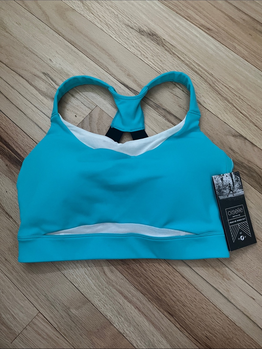 oiselle Bright Teal Boom Bra Sports Bra